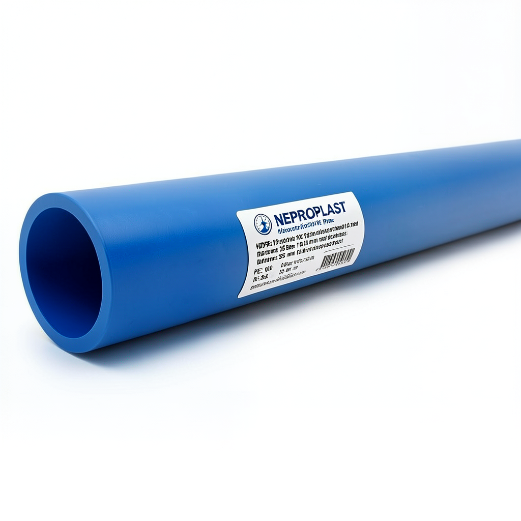 HDPE Pipes PE 100 Pressure 16 Bar Diameter 355 mm Thickness 32.2 mm Blue | NEPROPLAST