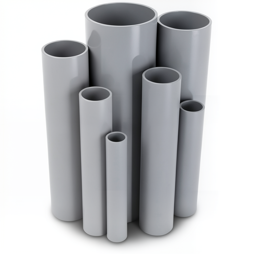 مواسير UPVC مقاس 3 إنش سمك 5.23 مم ضغط 17.2 بار لون رمادي