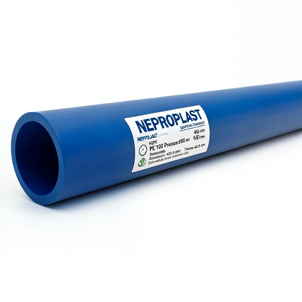 مواسير HDPE PE 100 ضغط 16 بار قطر خارجي 450 مم سمك 40.9 مم لون أزرق | نيبروبلاست