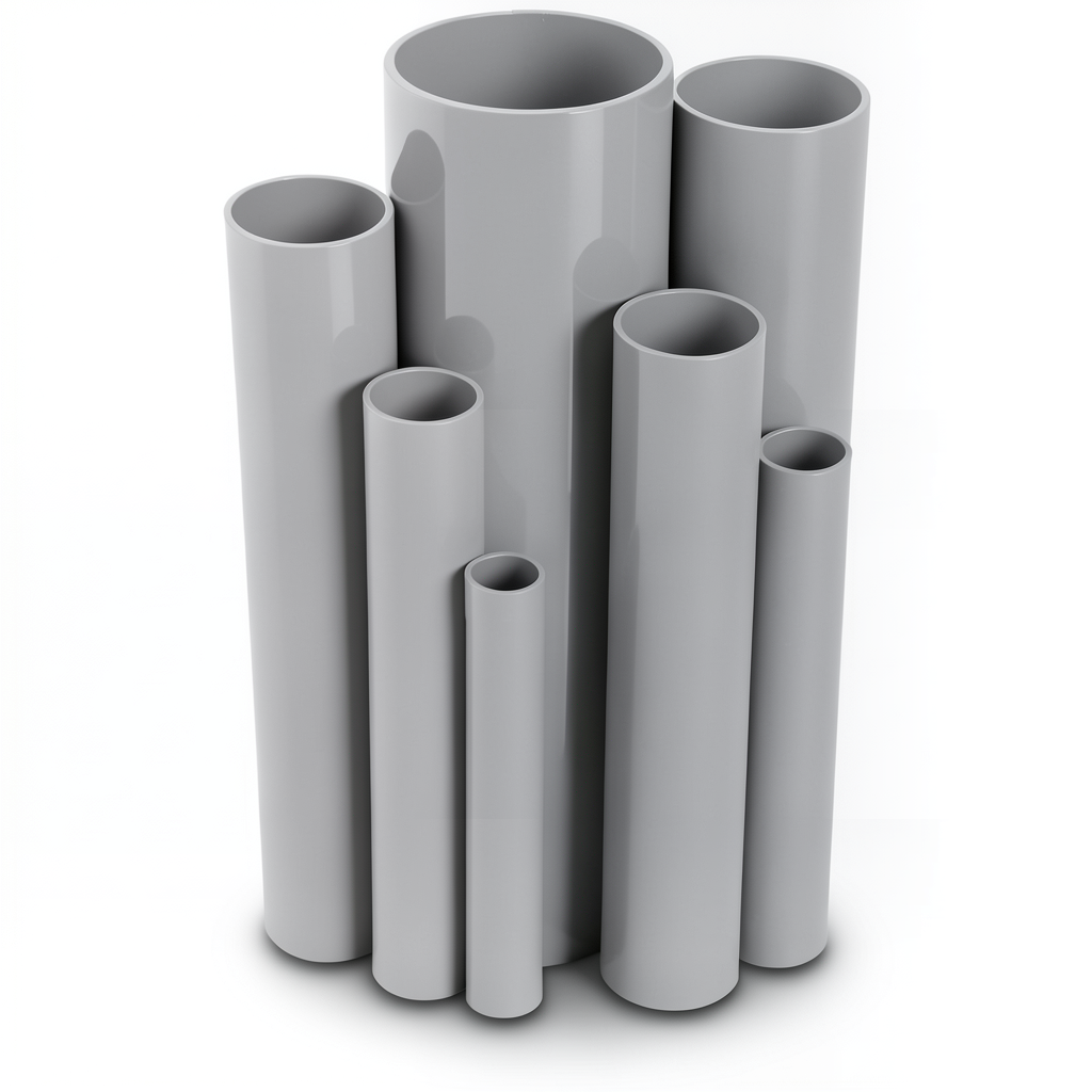 مواسير UPVC مقاس 4 إنش سمك 4.39 مم ضغط 11 بار لون رمادي