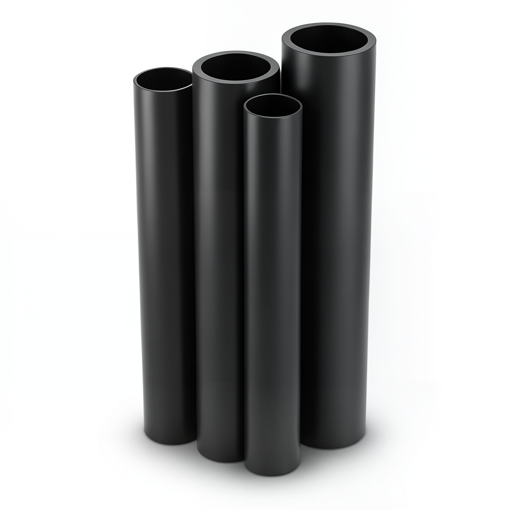 HDPE Pipes PE 63 Pressure 4 Bar 250 mm Diameter 9.6 mm Thickness Black