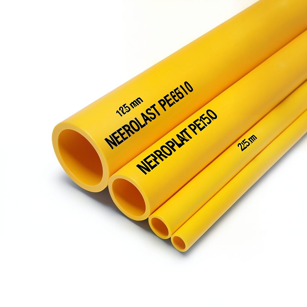 HDPE Pipes PE 100 Pressure 16 Bar 225 mm Diameter 20.5 mm Thickness Yellow | NEPROPLAST