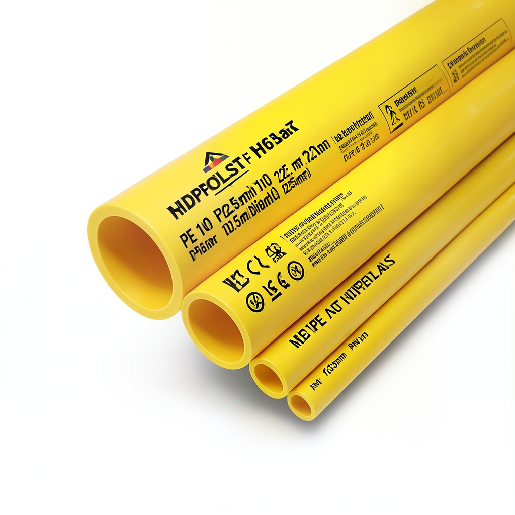 HDPE Pipes PE 100 Pressure 16 Bar 225 mm Diameter 20.5 mm Thickness Yellow | NEPROPLAST
