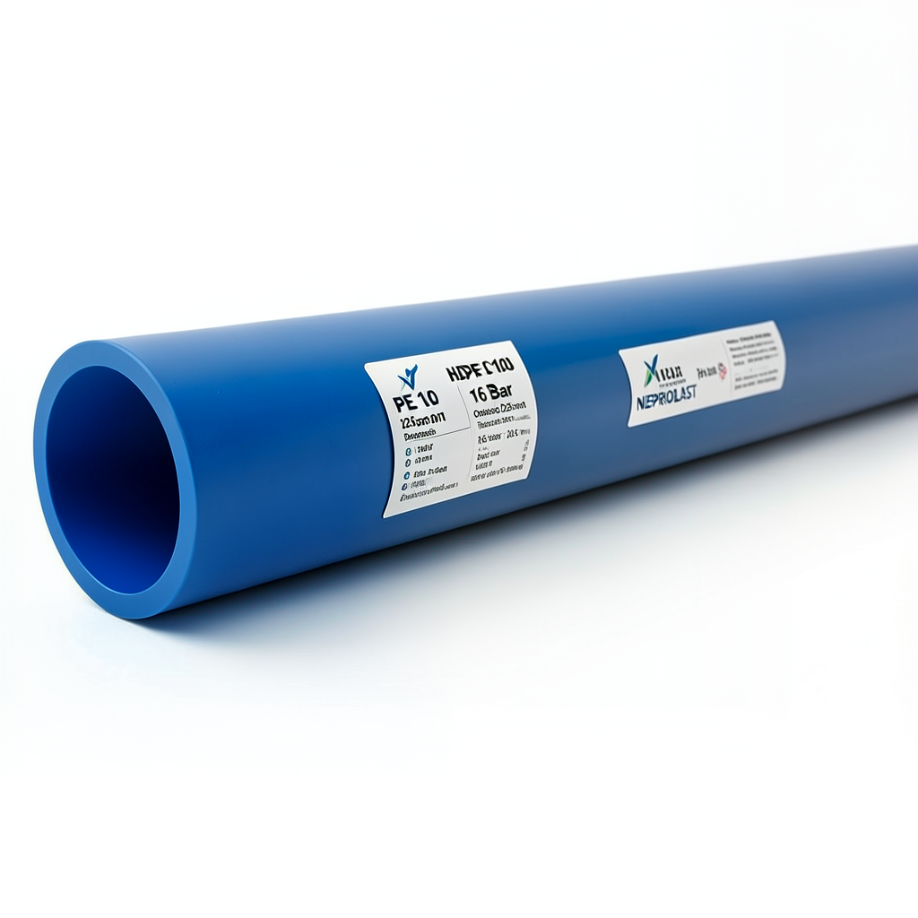 HDPE Pipes PE 100 Pressure 16 Bar Outside Diameter 225 mm Thickness 20.5 mm Blue | NEPROPLAST