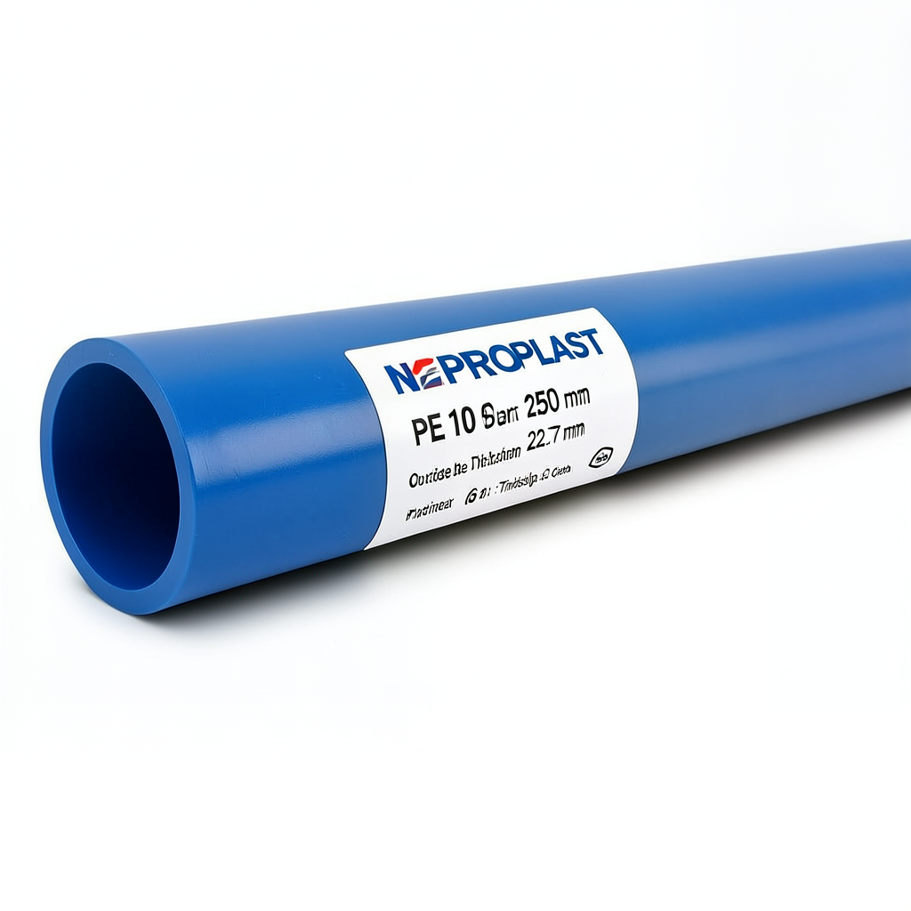 مواسير HDPE PE 100 ضغط 16 بار قطر خارجي 250 مم سمك 22.7 مم أزرق | نيبروبلاست