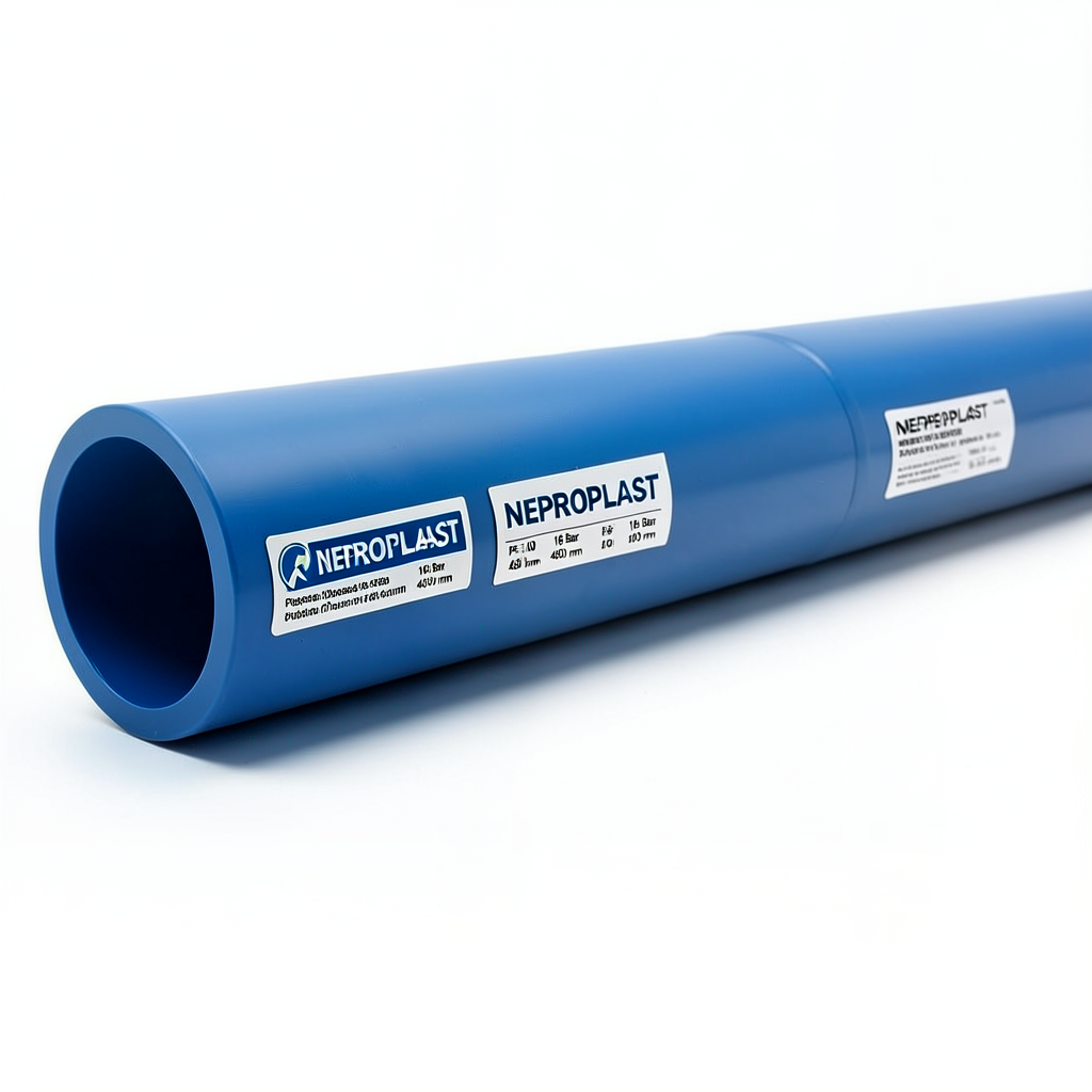 مواسير HDPE PE 100 ضغط 16 بار قطر خارجي 450 مم سمك 40.9 مم لون أزرق | نيبروبلاست