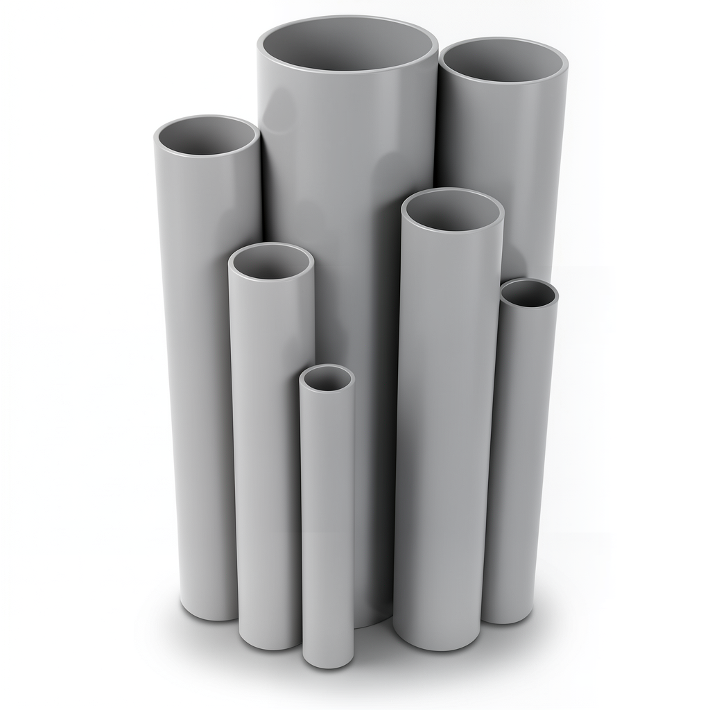 مواسير UPVC مقاس 4 إنش سمك 5.44 مم ضغط 13.8 بار لون رمادي