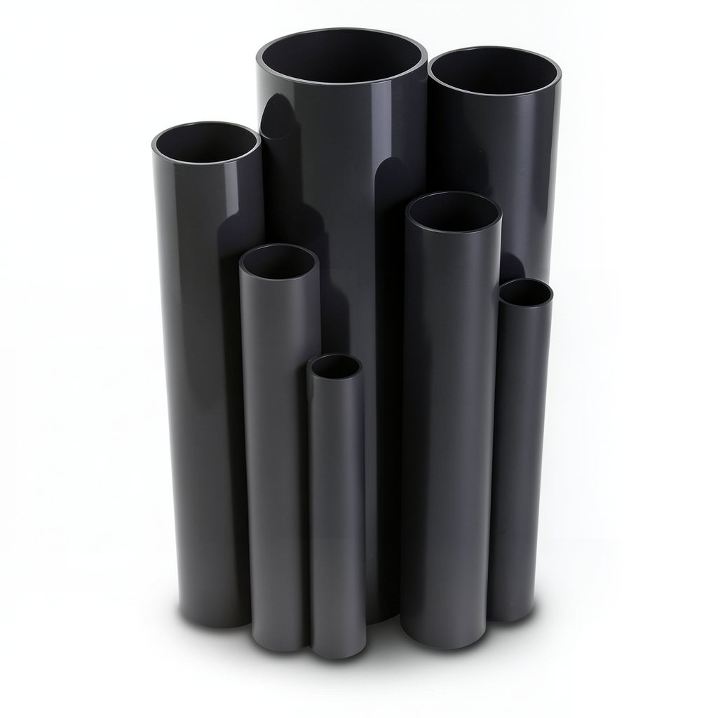 مواسير UPVC مقاس 4 إنش سمك 5.44 مم ضغط 13.8 بار لون اسود