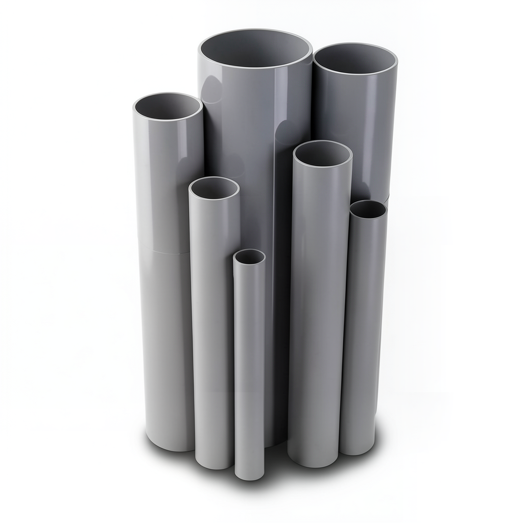 مواسير UPVC مقاس 4 إنش سمك 6.73 مم ضغط 17.2 بار لون رمادي