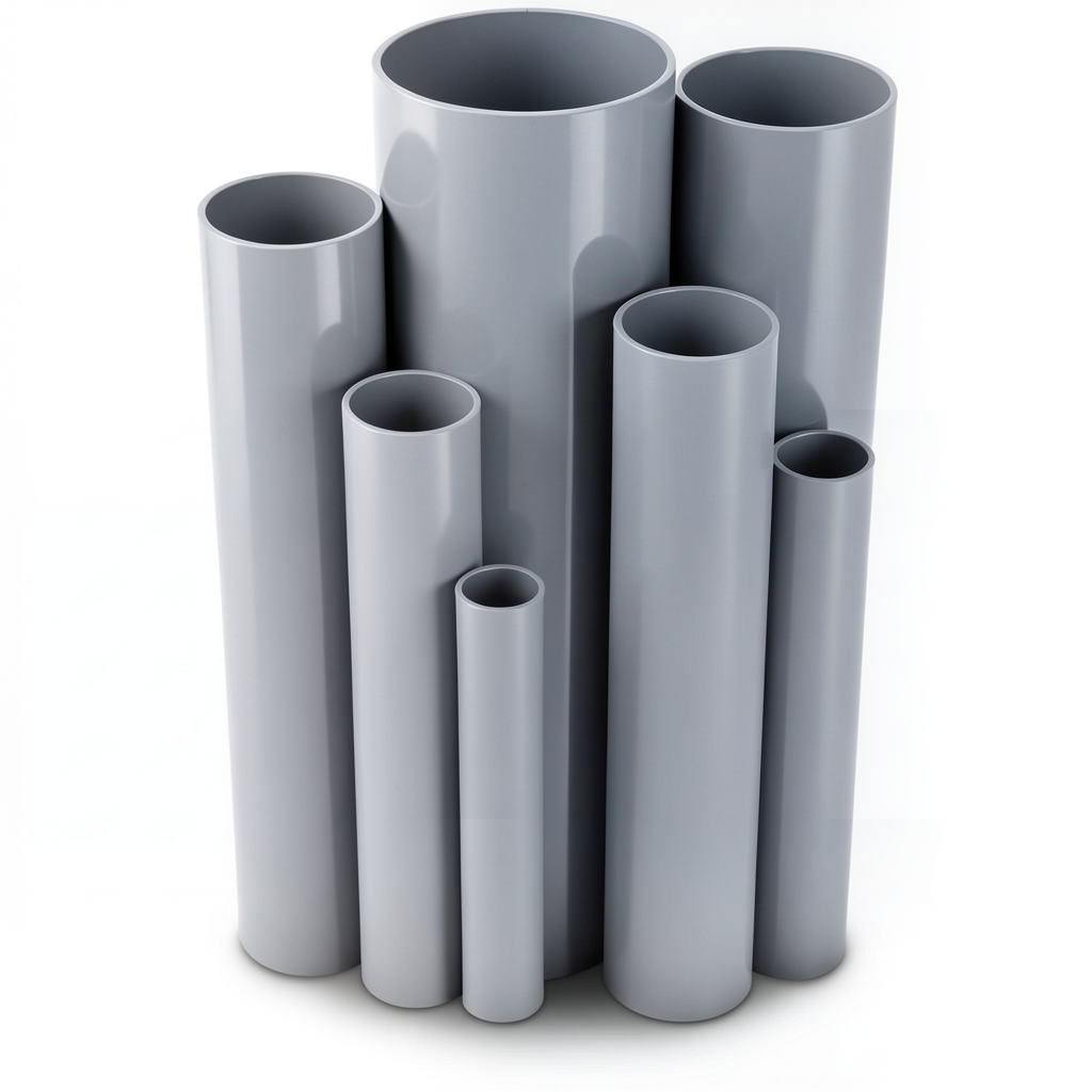 مواسير UPVC مقاس 6 إنش ضغط 6.9 بار سمك 4.11 مم لون رمادي