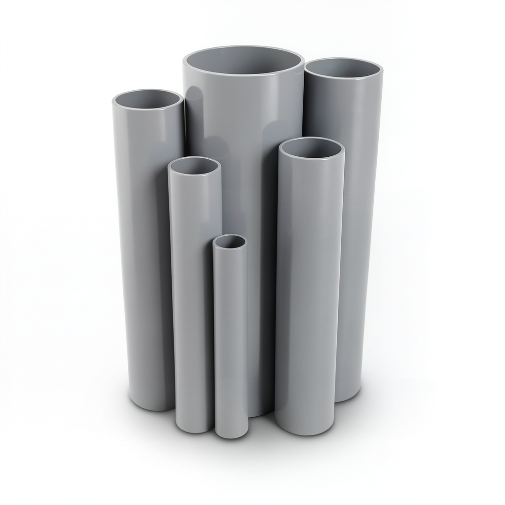 UPVC Pipes 6 Inch Size 6.9 Bar Pressure 4.11 mm Thickness Gray