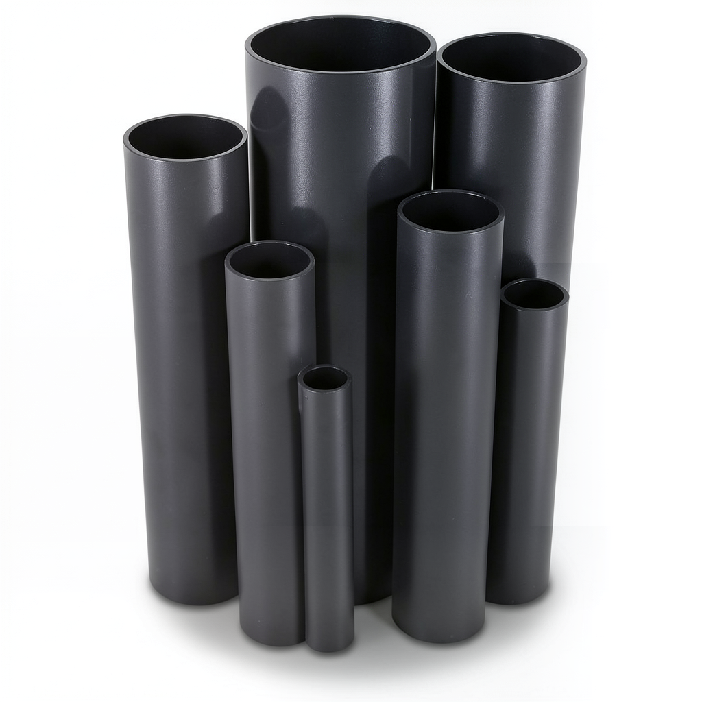 مواسير UPVC مقاس 6 إنش ضغط 21.7 بار سمك 12.47 مم لون اسود