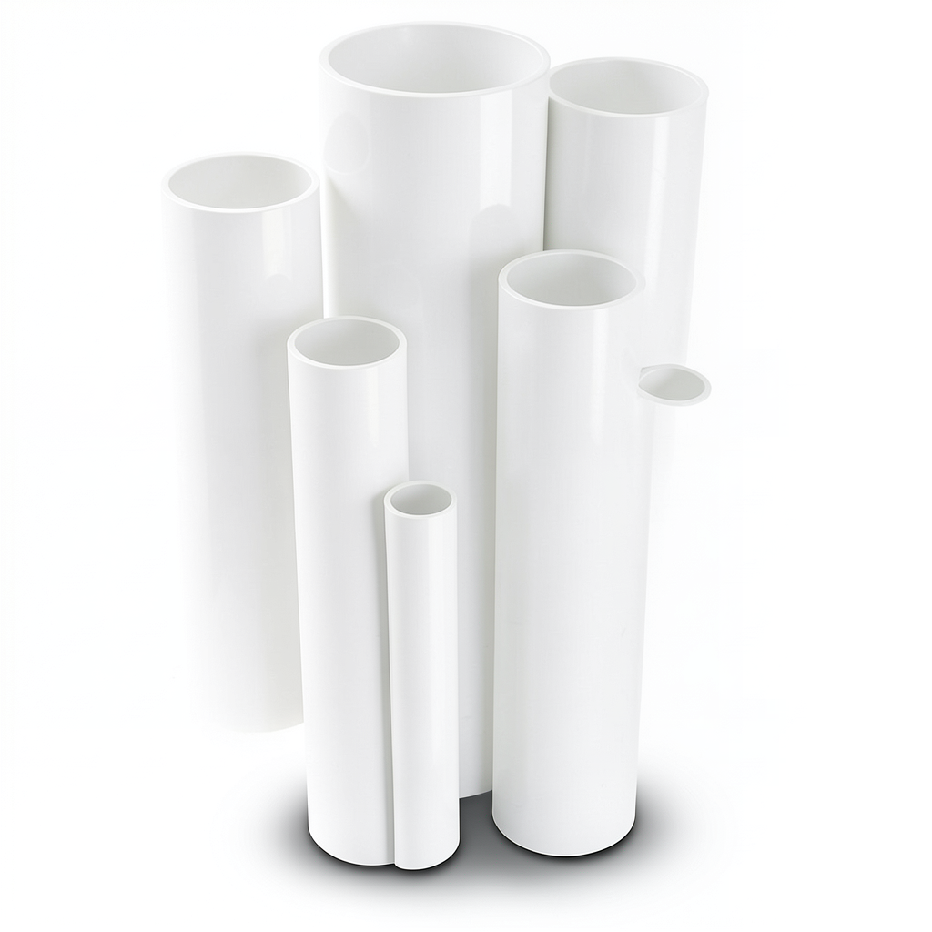 مواسير UPVC ضغط اسمي 21.7 بار مقاس 4 إنش سمك 8.46 مم لون أبيض