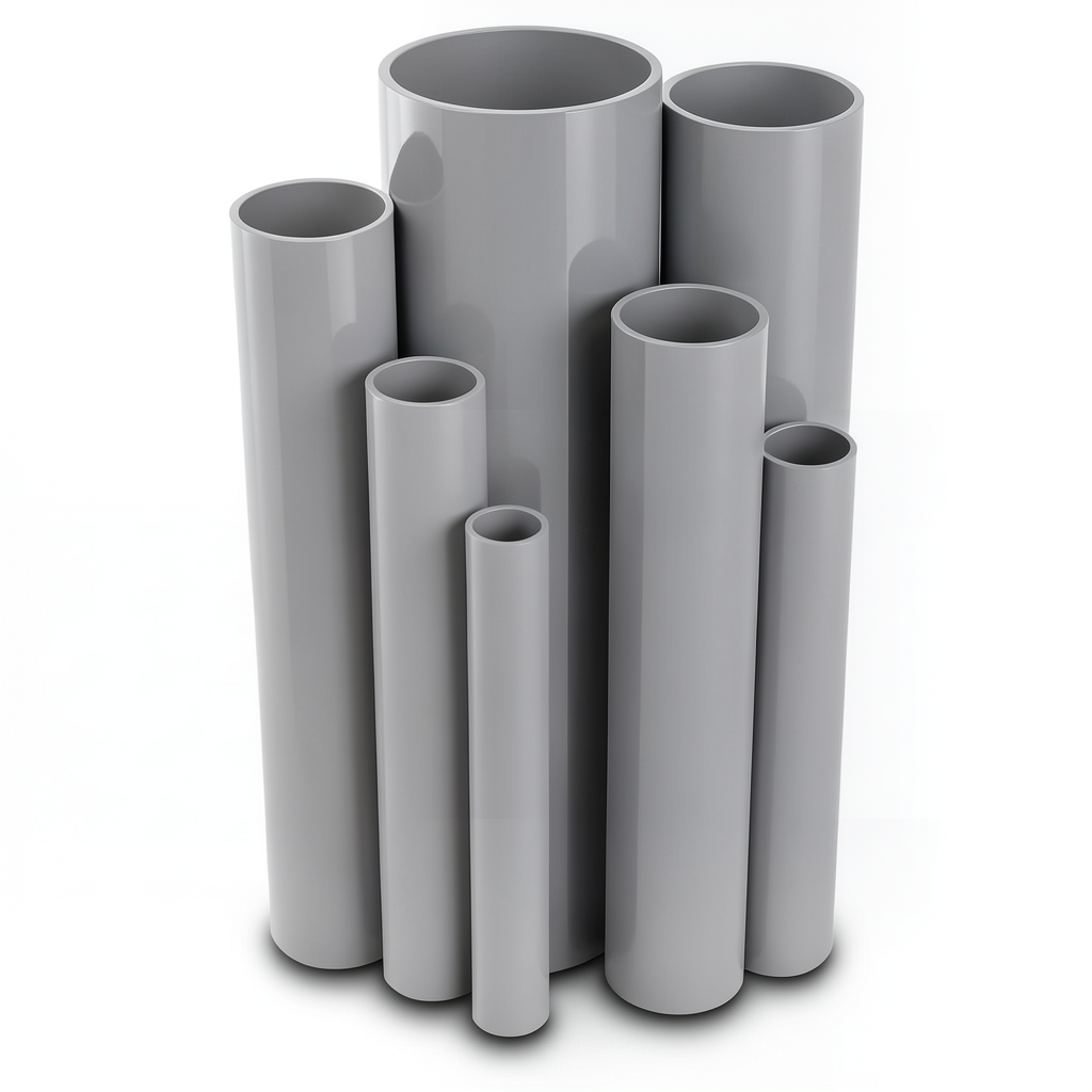مواسير UPVC مقاس 4 إنش سمك 8.46 مم ضغط 21.7 بار لون رمادي