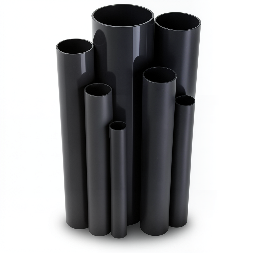 مواسير UPVC مقاس 4 إنش سمك 8.46 مم ضغط 21.7 بار لون اسود