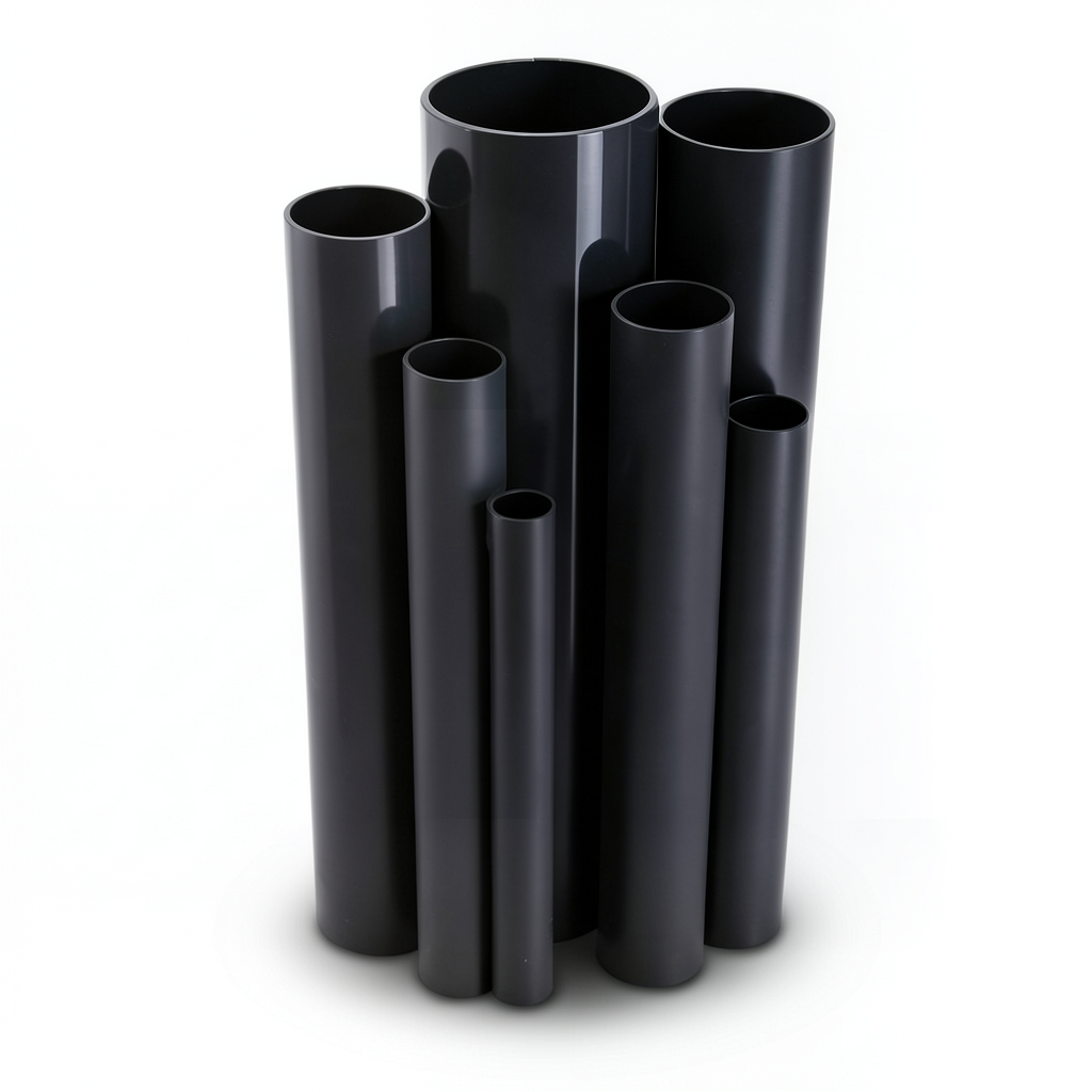 مواسير UPVC مقاس 6 إنش ضغط 21.7 بار سمك 12.47 مم لون اسود