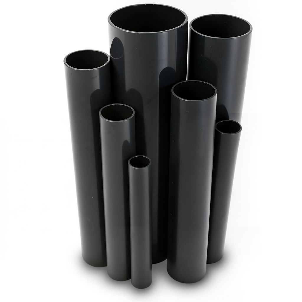 مواسير UPVC مقاس 6 إنش سمك 5.18 مم ضغط 8.6 بار لون اسود