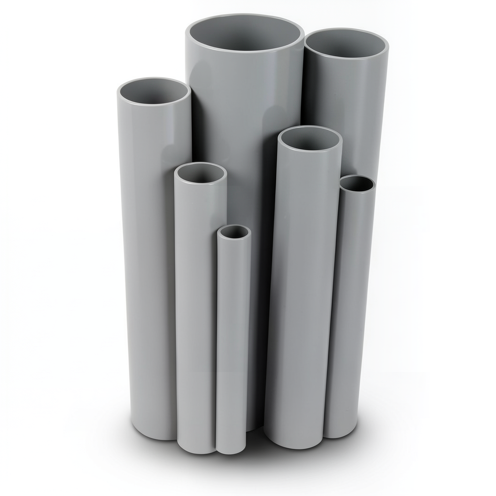 مواسير UPVC مقاس 6 إنش سمك 6.48 مم ضغط اسمي 11 بار لون رمادي