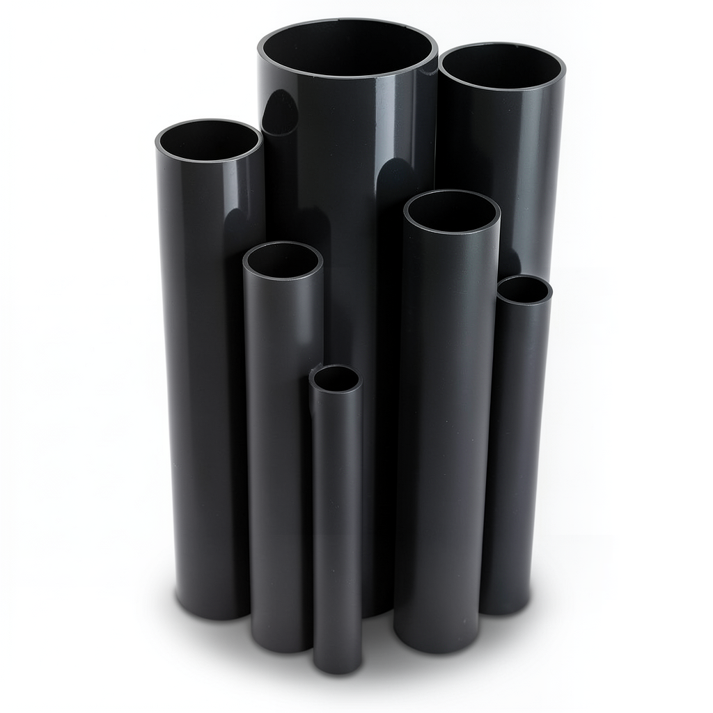 مواسير UPVC مقاس 6 إنش سمك 5.18 مم ضغط 8.6 بار لون اسود