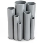 مواسير UPVC مقاس 6 إنش سمك 6.48 مم ضغط اسمي 11 بار لون رمادي