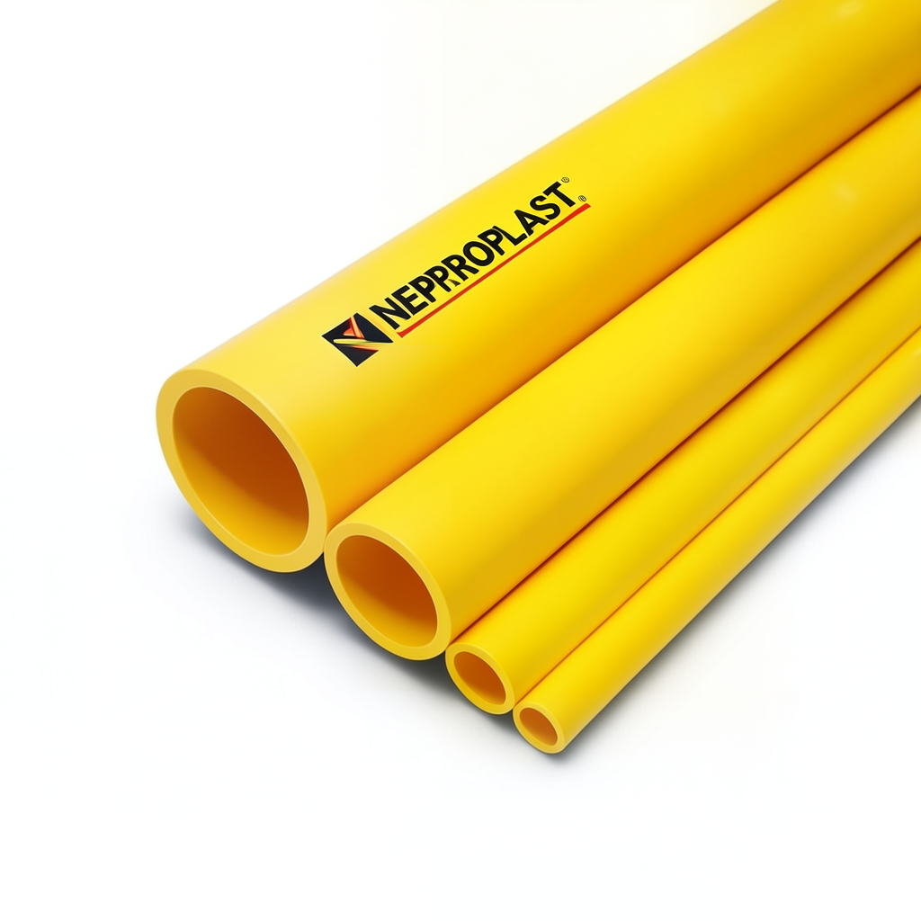 HDPE Pipes PE 100 Pressure 16 Bar 200 mm Diameter 18.2 mm Thickness Yellow | NEPROPLAST
