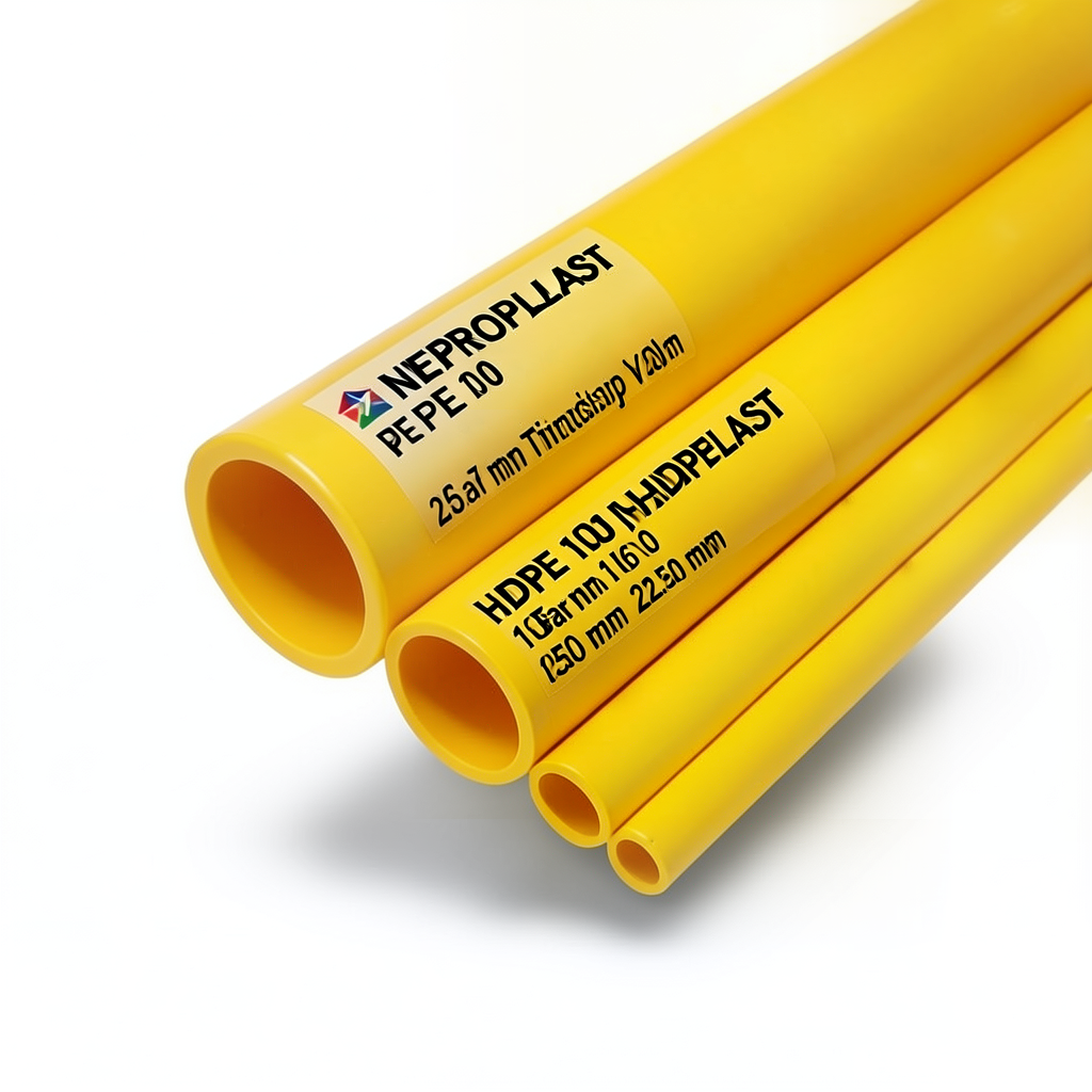 HDPE Pipes PE 100 Pressure 16 Bar 250 mm Diameter 22.7 mm Thickness Yellow | NEPROPLAST