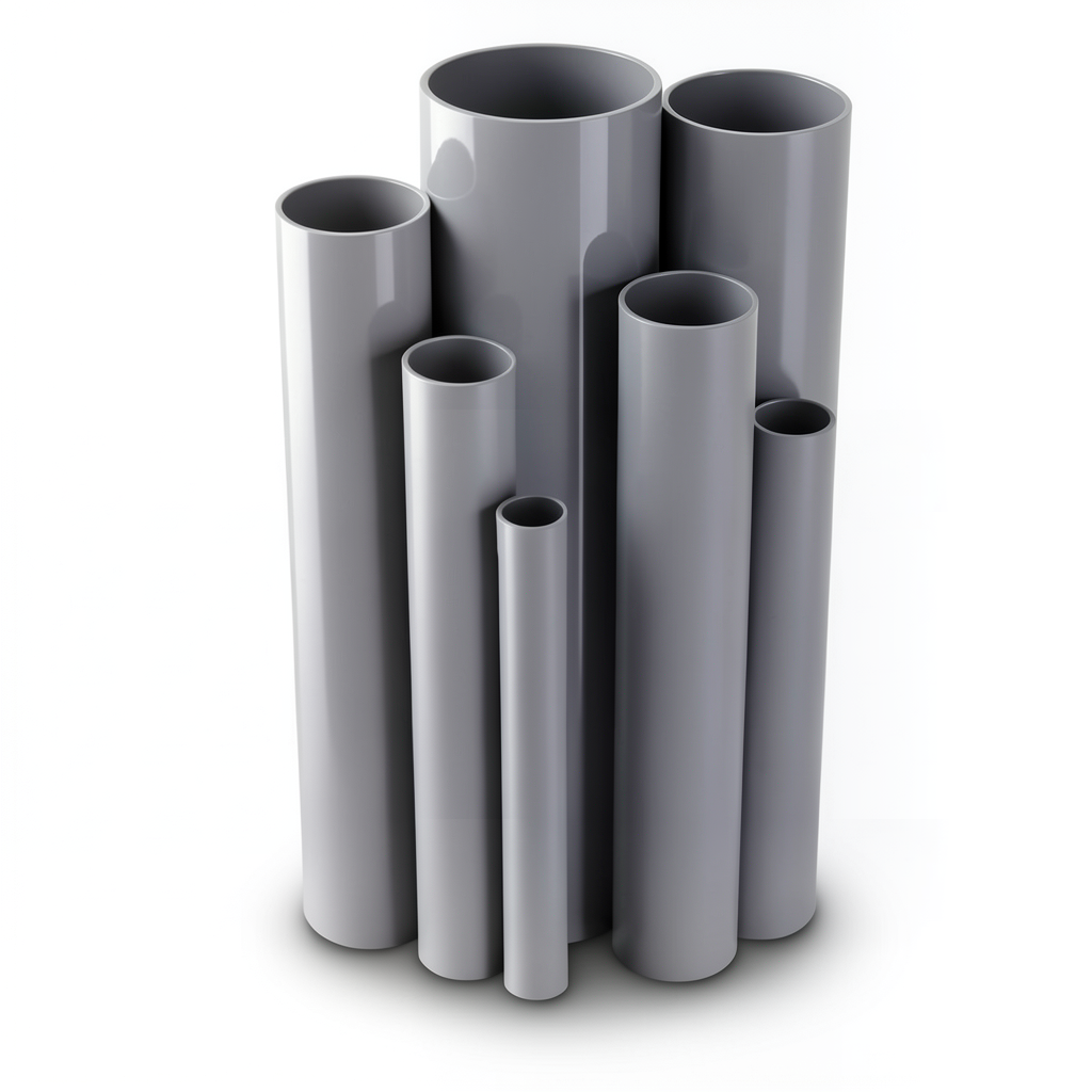 مواسير UPVC مقاس 4 إنش سمك 6.73 مم ضغط 17.2 بار لون رمادي