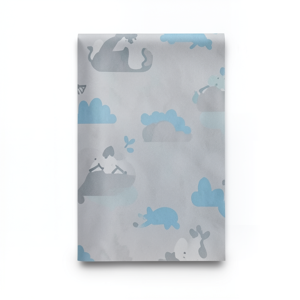 German Wallpaper for Youth and Children 10m x 0.53m Gray and Blue