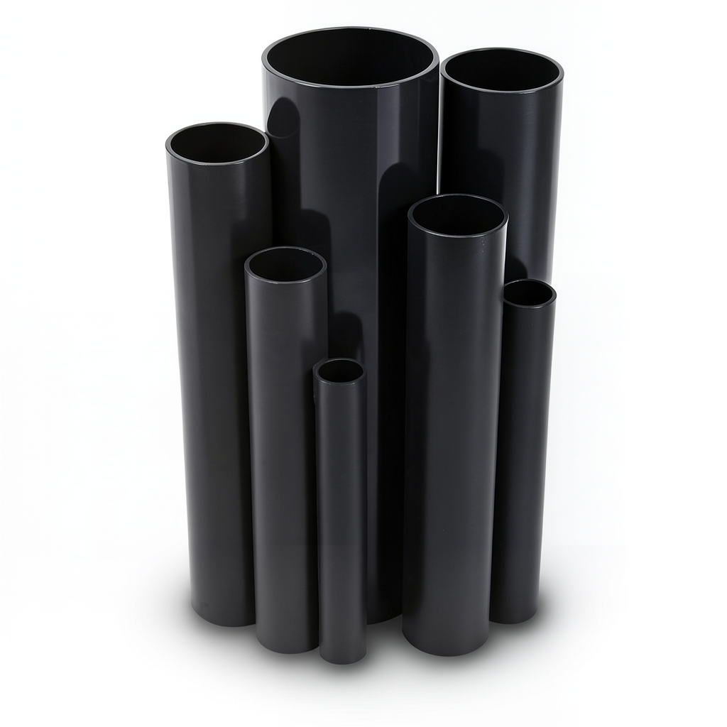 مواسير UPVC ضغط اسمي 6.9 بار مقاس 6 إنش سمك 4.11 مم لون أسود