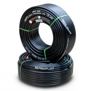 أنابيب HDPE PE 100 ضغط 10 بار قطر 125 مم سمك 7.4 مم لون أسود | نيبروبلاست