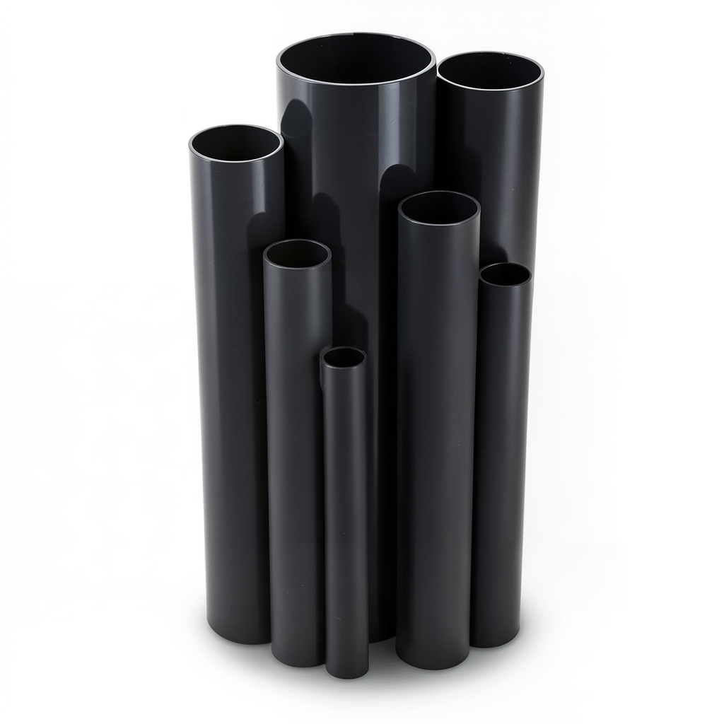 مواسير UPVC مقاس 6 إنش ضغط 21.7 بار سمك 12.47 مم لون اسود