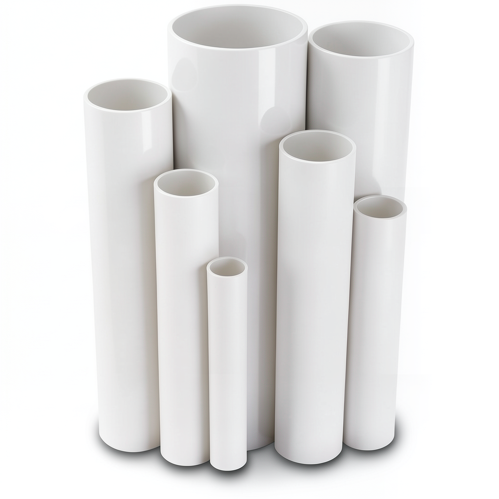 مواسير UPVC مقاس 6 إنش سمك 5.18 مم ضغط 8.6 بار لون أبيض