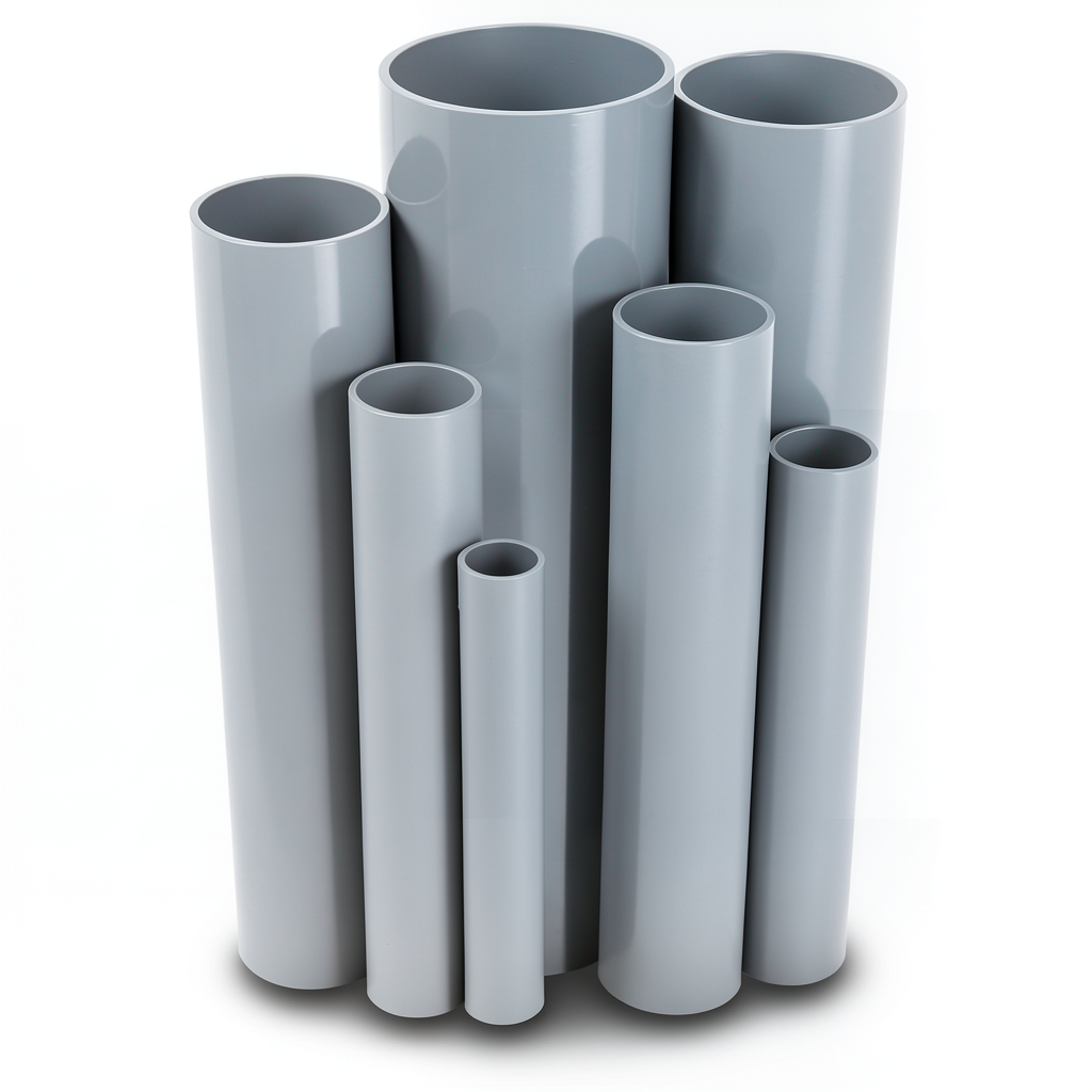مواسير UPVC مقاس 6 إنش سمك 6.48 مم ضغط اسمي 11 بار لون رمادي