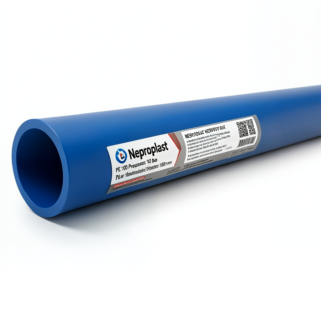 أنابيب HDPE نيبروبلاست PE 100 ضغط 10 بار قطر خارجي 180 مم سمك 10.7 مم لون ازرق | نيبروبلاست