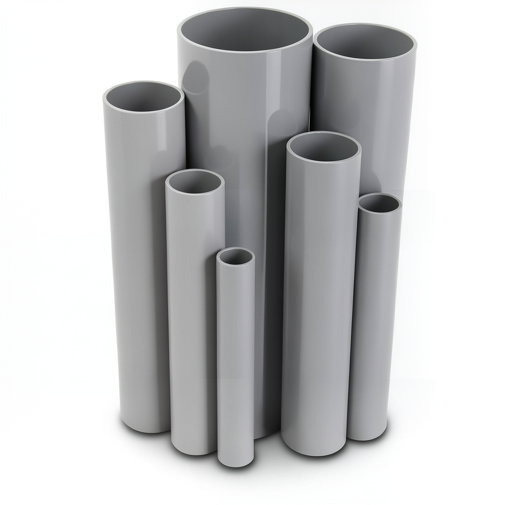 مواسير UPVC ضغط اسمي 17.2 بار مقاس 6 إنش سمك 9.91 مم لون رمادي
