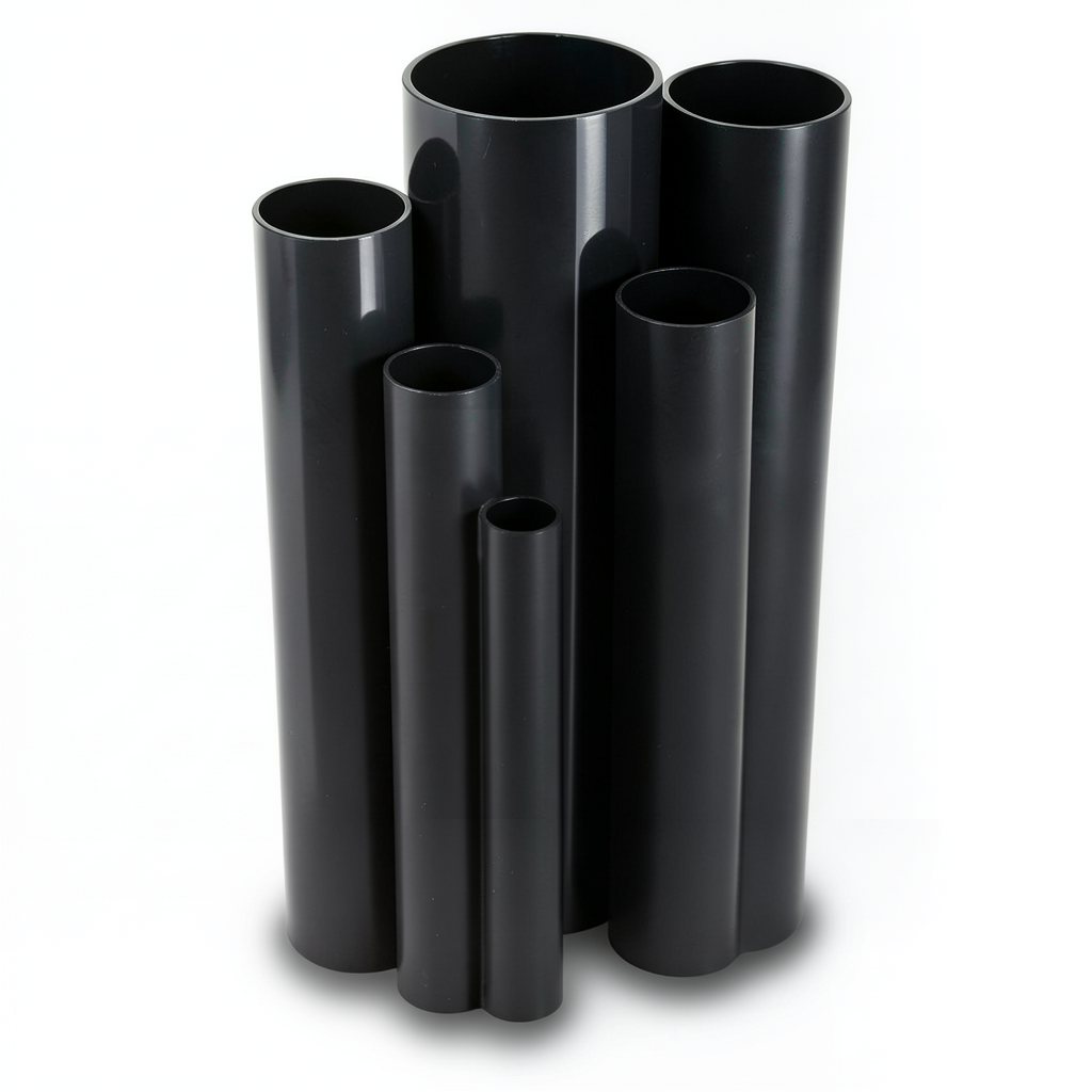 مواسير UPVC ضغط اسمي 13.8 بار مقاس 6 إنش سمك 8.03 مم لون اسود