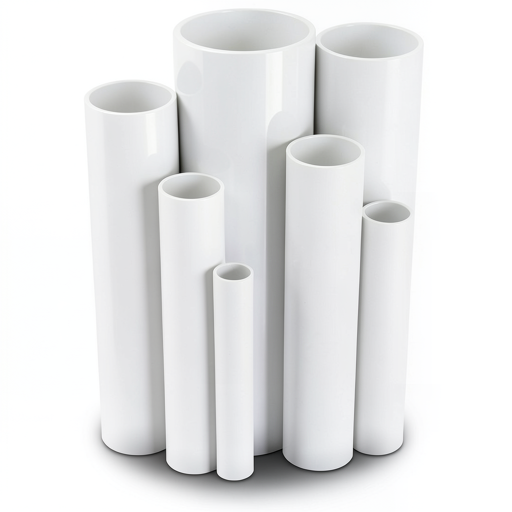 مواسير UPVC مقاس 8 إنش سمك 6.73 مم ضغط 8.6 بار لون أبيض