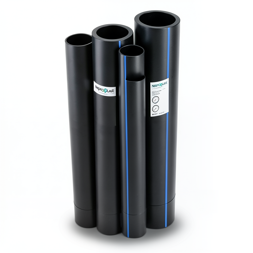 Neproplast HDPE Pipes PE 100 Pressure 10 Bar Outside Diameter 160 mm Thickness 9.5 mm Black | NEPROPLAST