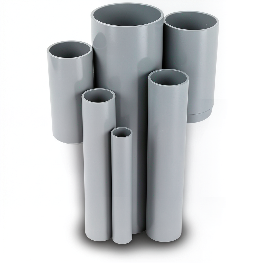 UPVC Pipes 6.9 Bar Pressure 8 Inch Size 5.33 mm Thickness Gray
