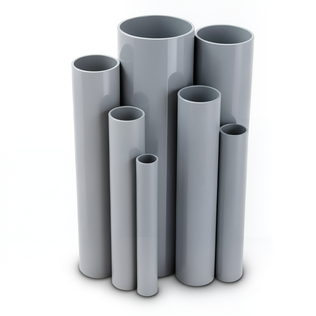 UPVC Pipes 6.9 Bar Pressure 8 Inch Size 5.33 mm Thickness Gray