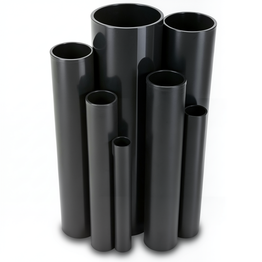 مواسير UPVC ضغط 11 بار مقاس 8 إنش سمك 8.43 مم لون اسود