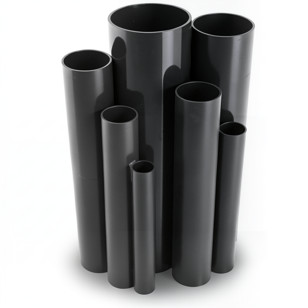 UPVC Pipes 6.9 Bar Pressure 8 Inch Size 5.33 mm Thickness Black Color