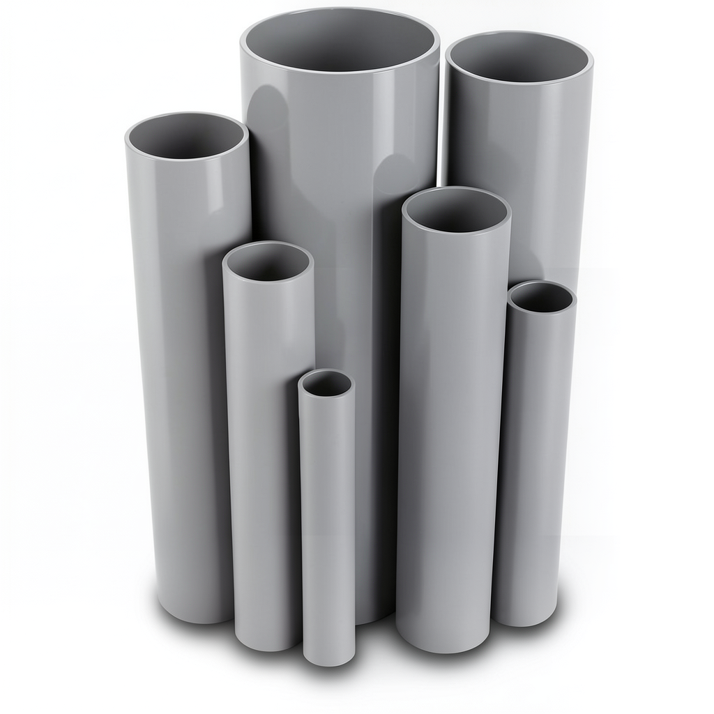 مواسير UPVC ضغط 13.8 بار مقاس 8 إنش سمك 10.41 مم لون رمادي