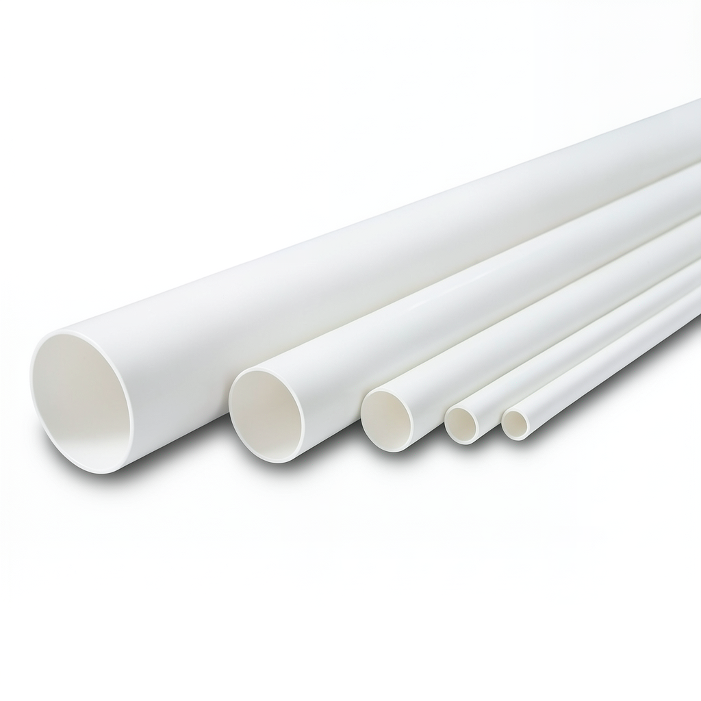 مواسير UPVC الوطني ضغط 40 مقاس ½ 2 إنش سمك 5.16 مم وزن 1.57 كجم/م أبيض