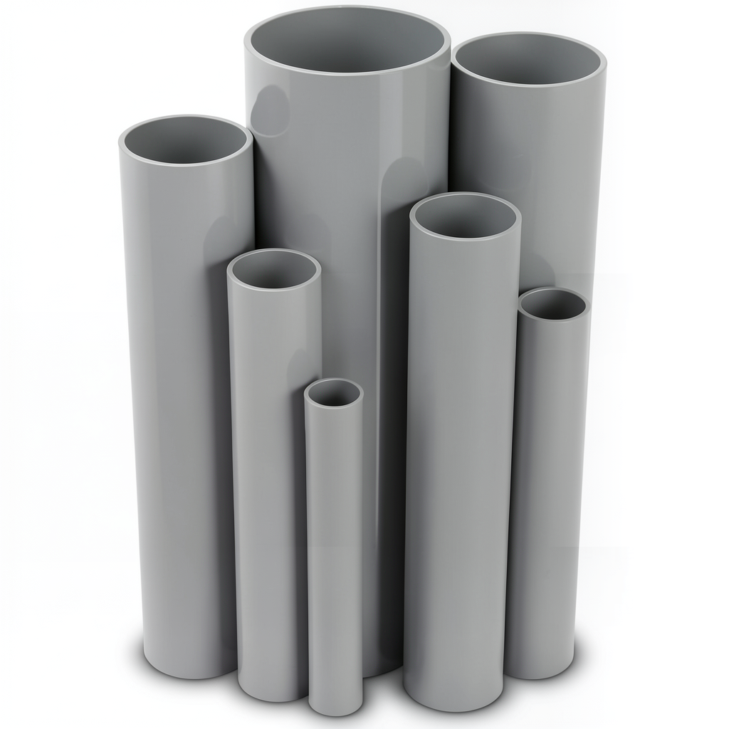 UPVC Pipes 8 Inch Thickness 12.90 mm Pressure 17.2 Bar Gray