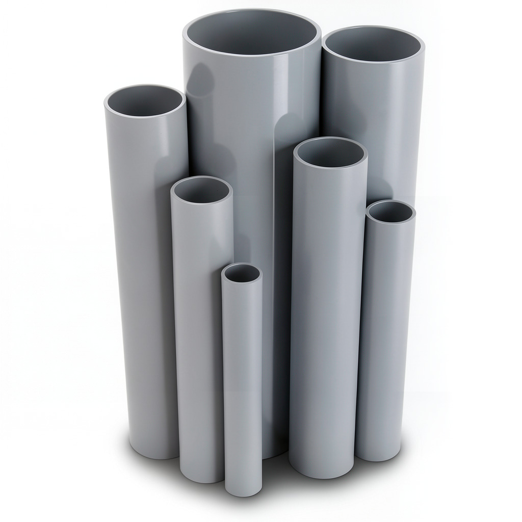 مواسير UPVC ضغط 13.8 بار مقاس 8 إنش سمك 10.41 مم لون رمادي