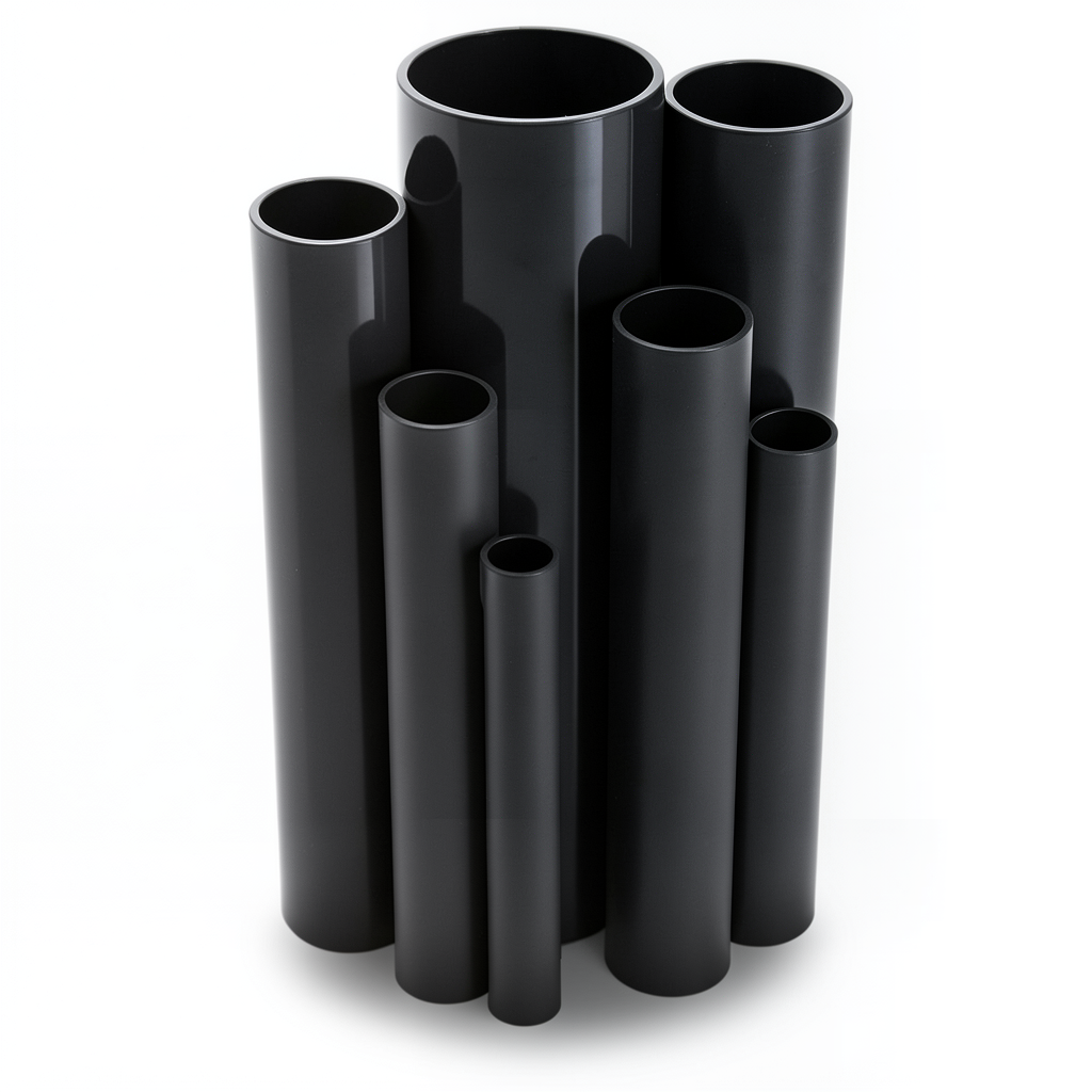 مواسير UPVC مقاس 8 إنش سمك 10.41 مم ضغط 13.8 بار لون اسود