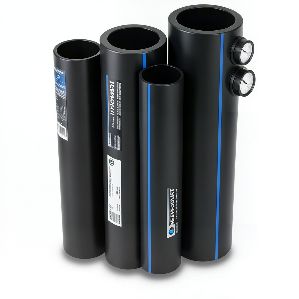 أنابيب HDPE PE 100 ضغط 10 بار قطر خارجي 200 مم سمك 11.9 مم لون اسود | نيبروبلاست
