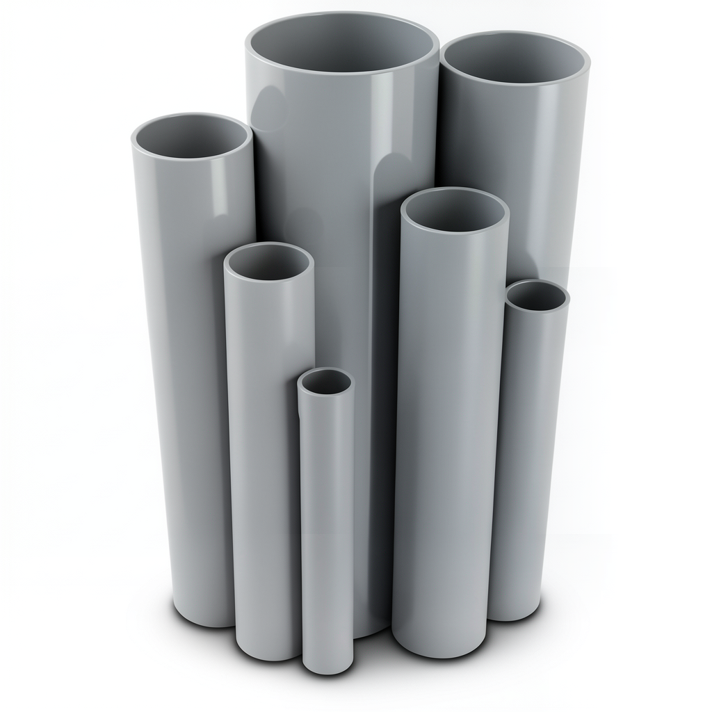 مواسير UPVC مقاس 8 إنش سمك 12.90 مم ضغط 17.2 بار لون رمادي
