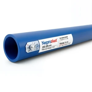 أنابيب HDPE نيبروبلاست PE 100 ضغط 10 بار قطر خارجي 225 مم سمك 13.4 مم لون أزرق | نيبروبلاست